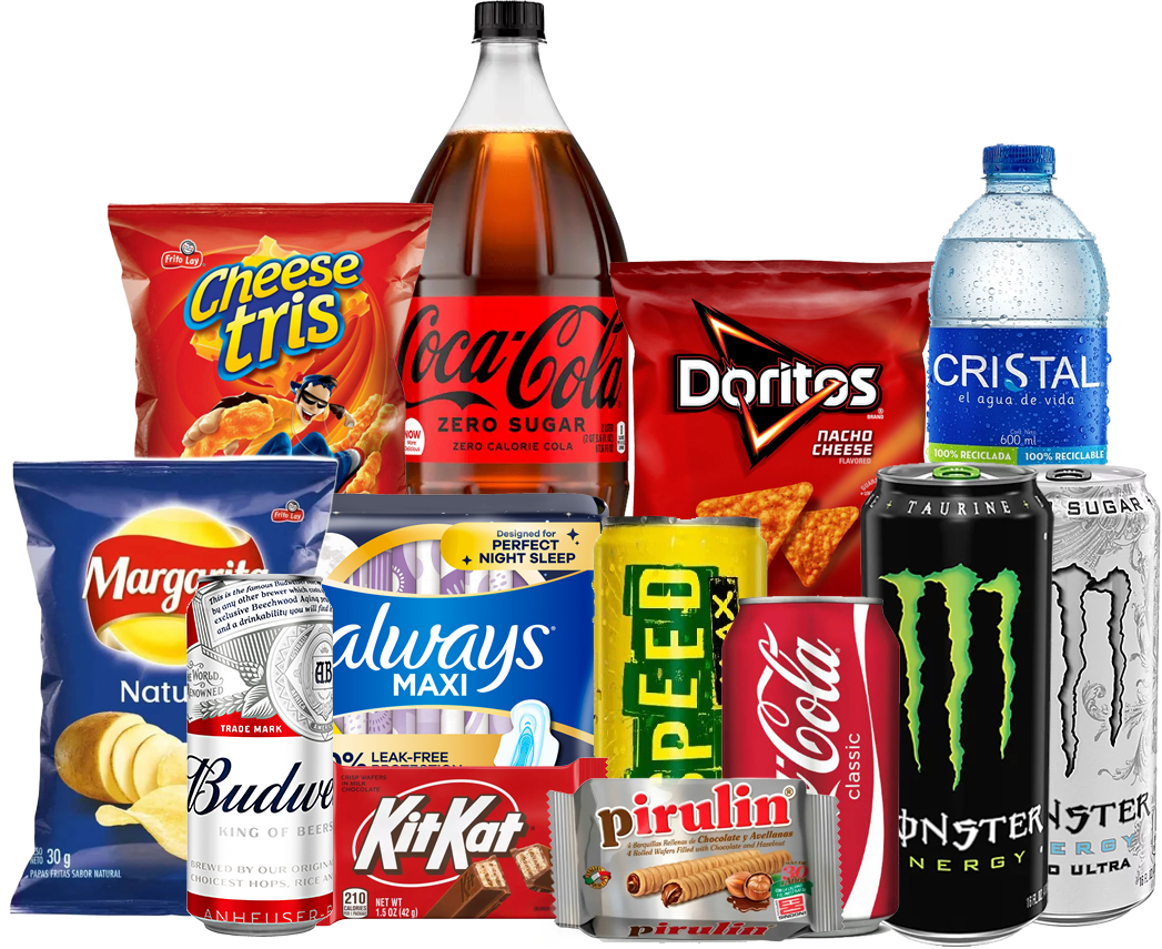 Bebidas, snacks, dulces y productos de cuidado personal